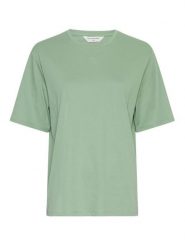 MOSS COPENHAGEN Koszulka w kolorze zielonym rozmiar: M/L. Zielone koszulki damskie Moss Copenhagen, l, bez wzorów, z bawełny, bez kołnierzyka, bez ramiączek. Za 74.81 zł.