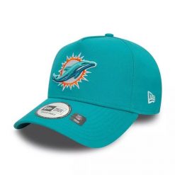 Czapka z daszkiem New Era 9FORTY NFL Miami Dolphins Official Team 60565502. Niebieskie czapki z daszkiem damskie New Era, bez wzorów. Za 119.00 zł.