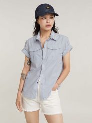 G-Star Bluzka w kolorze błękitnym rozmiar: XL. Niebieskie bluzki damskie G-Star, xl, bez wzorów, z bawełny, retro, bez kołnierzyka, bez ramiączek. Za 149.31 zł.