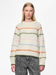 Pieces Sweter w kolorze kremowym rozmiar: L. Brązowe swetry klasyczne damskie Pieces, l, ze splotem, bez kołnierzyka. Za 74.63 zł.
