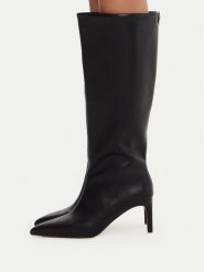 Nine West Kozaki CEO-C5178-1 Czarny. Czarne kozaki damskie Nine West, ze skóry, bez obcasa, na szpilce, bez zapięcia. Za 329.99 zł.