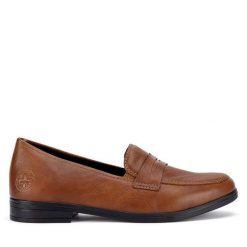 Lordsy Rieker. Brązowe półbuty damskie Rieker, bez wzorów, bez obcasa, bez zapięcia. Za 319.99 zł.