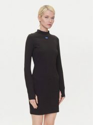 HUGO Sukienka codzienna Nilla 50545016 Czarny Slim Fit. Czarne sukienki damskie Hugo, bez wzorów, z bawełny, bez ramiączek. Za 479.99 zł.