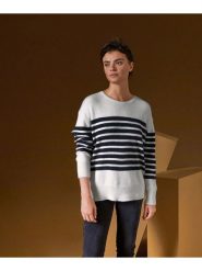 Rodier Kaszmirowy sweter w kolorze biało-granatowym rozmiar: M. Białe swetry klasyczne damskie Rodier, m, z kaszmiru, bez kołnierzyka. Za 869.99 zł.