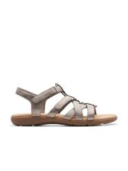 Clarks Skórzane sandały "Elizabelle Sky" w kolorze szarym rozmiar: 41. Szare sandały damskie Clarks, bez wzorów, z otwartym noskiem, bez obcasa, bez zapięcia. Za 181.95 zł.