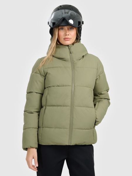 4F Kurtka narciarska membrana 5000 damska - khaki L. Brązowe kurtki damskie 4F, na zimę, l, bez wzorów, bez kaptura. W wyprzedaży za 349.99 zł.