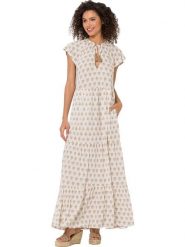 Heine Sukienka w kolorze kremowo-karmelowym rozmiar: 38. Brązowe sukienki damskie Heine, bez wzorów, z wiskozy, bez ramiączek. Za 113.63 zł.