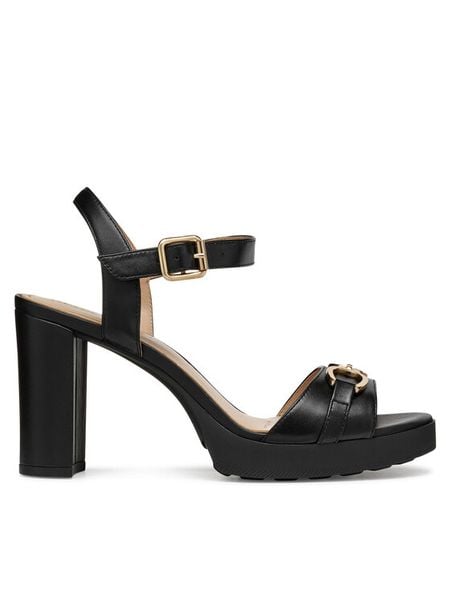 Geox Sandały D Walk Pleasure 85S D55B6A 000TU C9999 Czarny. Czarne sandały damskie Geox, bez wzorów, ze skóry, bez obcasa, na słupku, bez zapięcia. Za 564.30 zł.