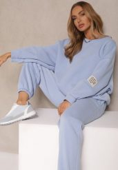 Niebieski Komplet Dresowy z Polarową Podszewką Bluza i Joggery Ziline. Niebieskie bluzy damskie Renee, bez wzorów, z bawełny, bez kaptura. Za 159.99 zł.