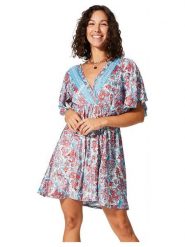 Aller Simplement Sukienka w kolorze błękitno-czerwonym rozmiar: 34/36. Czerwone sukienki damskie Aller Simplement, bez wzorów, bez ramiączek. Za 56.99 zł.