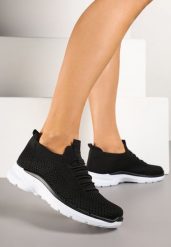 Czarne Wsuwane Buty Sportowe Sneakersy z Imitacją Sznurówek Tatanoris. Czarne obuwie sportowe casual damskie Renee, z jeansu, bez zapięcia. Za 59.99 zł.