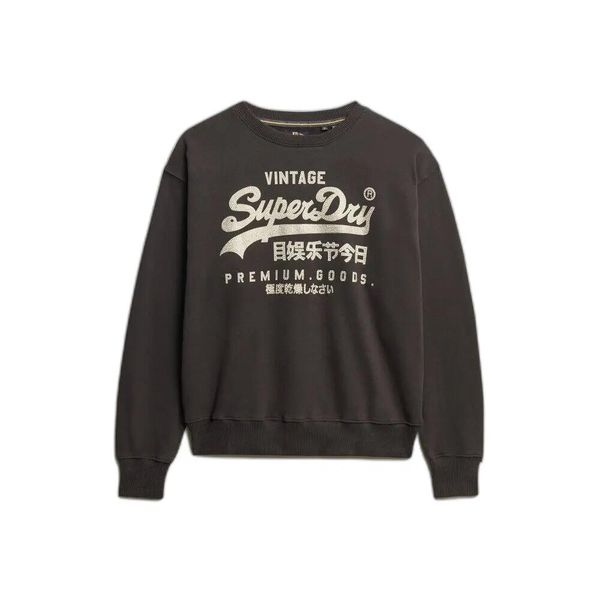Bluza z vintage'owym logo dla kobiet Superdry. Czarne bluzy damskie Superdry, s, bez wzorów, bez kaptura. Za 321.30 zł.