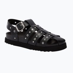 Sandały damskie Scholl Beatriz Fisherman Ring Leather. Czarne sandały damskie Scholl, bez wzorów, ze skóry, bez obcasa, bez zapięcia. Za 639.99 zł.