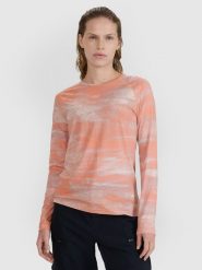 4F Longsleeve rowerowy szybkoschnący damski - pomarańczowy S. Brązowe koszulki sportowe damskie 4F, l, bez wzorów, z dzianiny, bez ramiączek, rowerowe. W wyprzedaży za 119.99 zł.