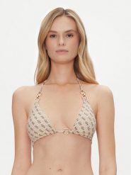 Guess Góra od bikini E5GJ36 KCRL2 Beżowy. Brązowe bikini Guess, z aplikacjami, z syntetyku. Za 239.99 zł.