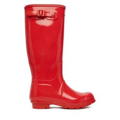 Kalosze Hunter. Czerwone kalosze damskie Hunter, bez wzorów. Za 349.99 zł.