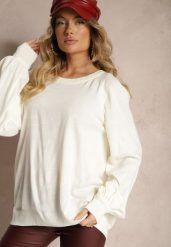 Jasnobeżowy Sweter Oversize Ozdobiony Szerokimi Ściągaczami Anittia. Brązowe swetry klasyczne damskie Renee, m, z jeansu, bez kołnierzyka. Za 84.99 zł.