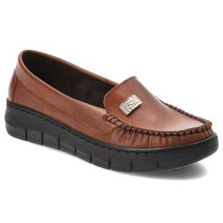 Brązowe Półbuty Armodo Modne Skórzane Obuwie Damskie. Brązowe półbuty damskie Armodo, z aplikacjami, ze skóry, bez obcasa, bez zapięcia. Za 349.00 zł.
