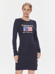 Tommy Jeans Sukienka codzienna DW0DW15889 Granatowy Slim Fit. Niebieskie sukienki damskie Tommy Jeans, bez wzorów, z jeansu, bez ramiączek. Za 249.99 zł.