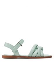 Nelli Blu Sandały CS21092-02 Zielony. Zielone sandały dziewczęce Nelli Blu, ze skóry, bez obcasa, bez zapięcia. Za 89.99 zł.
