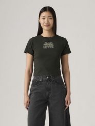 Levi's Koszulka w kolorze czarnym rozmiar: L. Czarne bluzki damskie Levi's, l, bez wzorów, z bawełny, bez kołnierzyka, bez ramiączek. Za 83.42 zł.