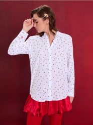 Koszula z długim rękawem w serca - Inny. Koszule damskie Sinsay, l, bez wzorów, bez kołnierzyka, bez ramiączek. Za 29.99 zł.