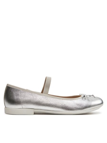 Geox Baleriny Jr Plie' J4555D 00044 C1007 D Srebrny. Szare baleriny dziewczęce Geox, bez wzorów, ze skóry, bez obcasa, bez zapięcia. Za 299.99 zł.