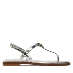 Sandały Guess. Szare sandały damskie Guess, z aplikacjami, bez obcasa, na płaskiej podeszwie, bez zapięcia. Za 499.99 zł.