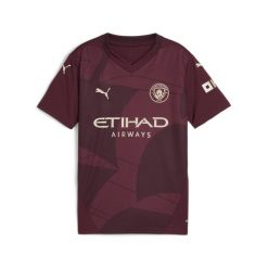Młodzieżowa koszulka Manchester City 24/25 PUMA Dark Jasper Red. Czerwona koszulki damskie Puma, m, bez wzorów, bez kołnierzyka, bez ramiączek. W wyprzedaży za 242.25 zł.