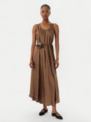 Marella Sukienka letnia Alcool 2613221015 Brązowy Regular Fit. Brązowe sukienki damskie Marella, bez wzorów, z satyny, bez ramiączek. Za 1,269.00 zł.