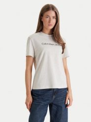 Calvin Klein Jeans T-Shirt LV047C912G Beżowy Regular Fit. Brązowe t-shirty damskie Calvin Klein Jeans, xs, bez wzorów, z bawełny, bez kołnierzyka. Za 139.99 zł.
