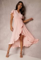 Różowa Sukienka Morleo. Czerwone sukienki damskie Renee, bez wzorów, eleganckie, bez ramiączek. W wyprzedaży za 67.99 zł.