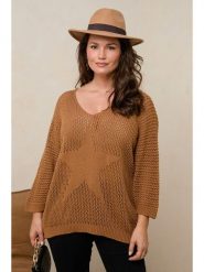 Curvy Lady Sweter w kolorze jasnobrązowym rozmiar: 48/50. Brązowe swetry klasyczne damskie Curvy Lady, ze splotem, bez kołnierzyka. Za 156.24 zł.