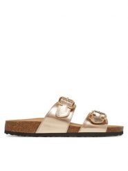 ONLY Shoes Klapki Onlmaxi-13 Pu Strap Buckle 15331392 Złoty. Żółte klapki damskie ONLY SHOES, bez wzorów, ze skóry, bez obcasa, bez zapięcia. Za 119.99 zł.