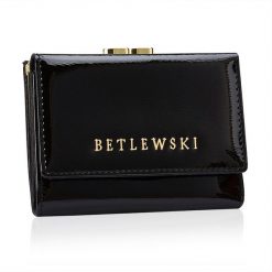 Portfel damski BETLEWSKI ZBPD-BS-14 CZARNY. Czarne portfele damskie Betlewski, bez wzorów, ze skóry. Za 139.99 zł.