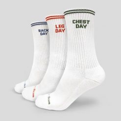 Skarpety unisex fitness białe GymRat 3Pack. Białe skarpetki damskie GYMBEAM, bez wzorów, z bawełny. Za 38.90 zł.
