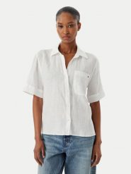 Tommy Hilfiger Koszula WW0WW48925 Biały Relaxed Fit. Białe koszule damskie Tommy Hilfiger, m, bez wzorów, ze lnu, bez kołnierzyka, bez ramiączek. Za 409.99 zł.