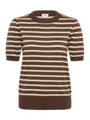 SAINT TROPEZ Koszulka dzianinowa w kolorze brązowym rozmiar: XS. Brązowe bluzki damskie Saint Tropez, xs, bez wzorów, z dzianiny, bez kołnierzyka, bez ramiączek. Za 91.95 zł.