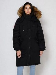 CANADA weather gear Płaszcz zimowy w kolorze czarnym rozmiar: S. Czarne płaszcze damskie CANADA weather gear, na zimę, s, bez wzorów, z puchu, bez kaptura. Za 304.99 zł.