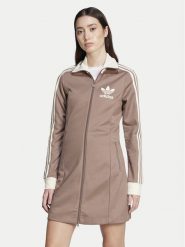Adidas Sukienka dzianinowa adicolor 3-Stripes JC5779 Beżowy Regular Fit. Brązowe sukienki damskie Adidas, bez wzorów, z bawełny, bez ramiączek. Za 239.99 zł.