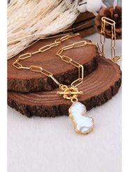 Pierres delicates Pozłacany naszyjnik z masą perłową - dł. 50 cm rozmiar: onesize. Białe naszyjniki damskie Pierres delicates, z perłą, pozłacane. Za 66.47 zł.