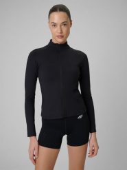 4F Bluza treningowa slim bez kaptura damska - czarna XS. Czarne kardigany damskie 4F, xs, bez wzorów. Za 179.99 zł.