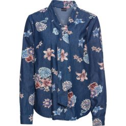 Bluzka dżinsowa z nadrukiem i krawatką bonprix ciemny denim. Bluzki damskie marki Mohito. Za 59.99 zł.