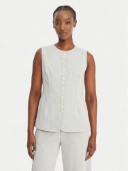 Eleh Bluzka SS260145 Błękitny Regular Fit. Niebieskie bluzki damskie Eleh, bez wzorów, z bawełny, bez kołnierzyka, bez ramiączek. Za 499.99 zł.