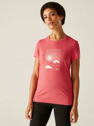 Regatta Koszulka funkcyjna "Fingal" w kolorze jasnoróżowym rozmiar: 52. Różowe koszulki damskie Regatta, bez wzorów, z materiału, bez kołnierzyka, bez ramiączek. Za 30.56 zł.