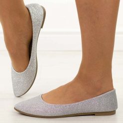 Srebrne brokatowe baleriny damskie Potocki 23314. Szare balerinki damskie POTOCKI, bez wzorów, z jeansu. Za 79.00 zł.