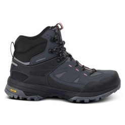 Buty damskie trekkingowe wysokie z membraną Regen Vibram. Szare obuwie trekkingowe damskie Regatta, z gumy, bez zapięcia. W wyprzedaży za 499.99 zł.