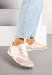 Różowe Sneakersy w Stylu Kultowych Tenisówek Felandris. Czerwone obuwie sportowe damskie Born2be, z jeansu, bez zapięcia, tenisowe. Za 84.99 zł.