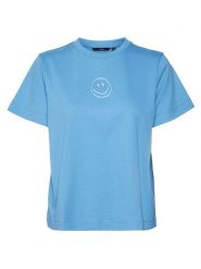 Vero Moda Koszulka w kolorze niebieskim rozmiar: XS. Niebieskie bluzki damskie Vero Moda, xs, bez wzorów, z bawełny, bez kołnierzyka, bez ramiączek. Za 68.45 zł.