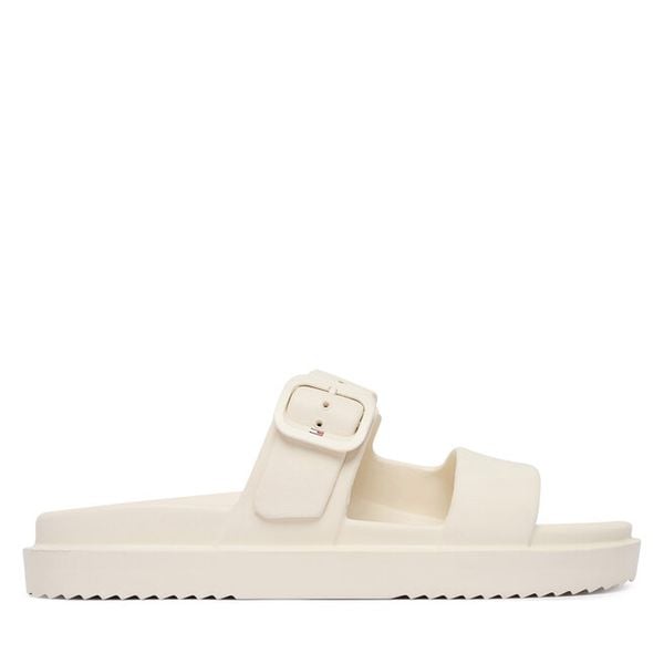 Klapki Tommy Hilfiger. Białe klapki damskie Tommy Hilfiger, bez wzorów, bez obcasa, bez zapięcia. Za 209.99 zł.